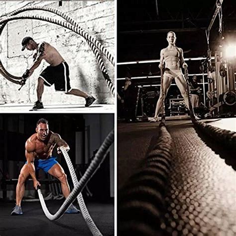 Bonnlo Battle Exercise Training Rope with Protective Cover, 1.5"/ 2" Width Poly Dacron 30/40 ...