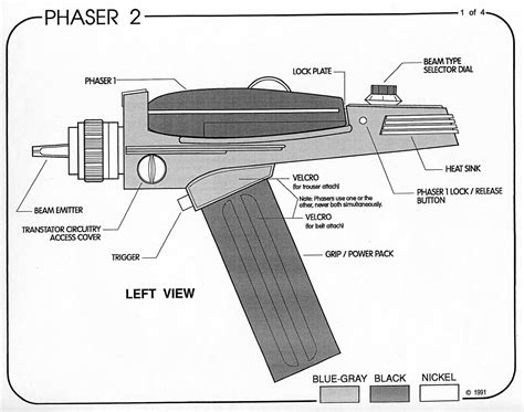 Type 2 Phaser - Original Series Left Side View | Star trek phaser, Star ...