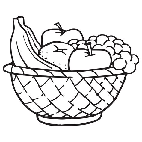 Fruit Basket Coloring Page For Kids, Vector illustration EPS And Image 11880838 Vector Art at ...