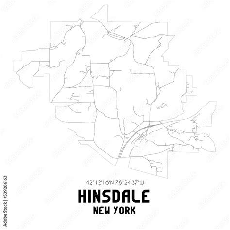 Hinsdale New York. US street map with black and white lines. Stock ...