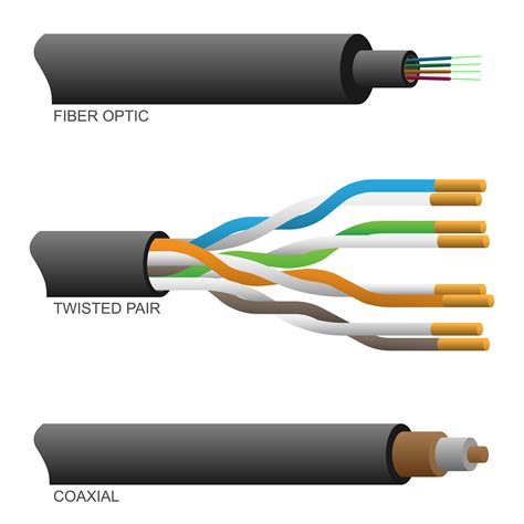 Fiber Optic Coaxial and Twisted Pair Network Cables Vector Illustration 451970 Vector Art at ...