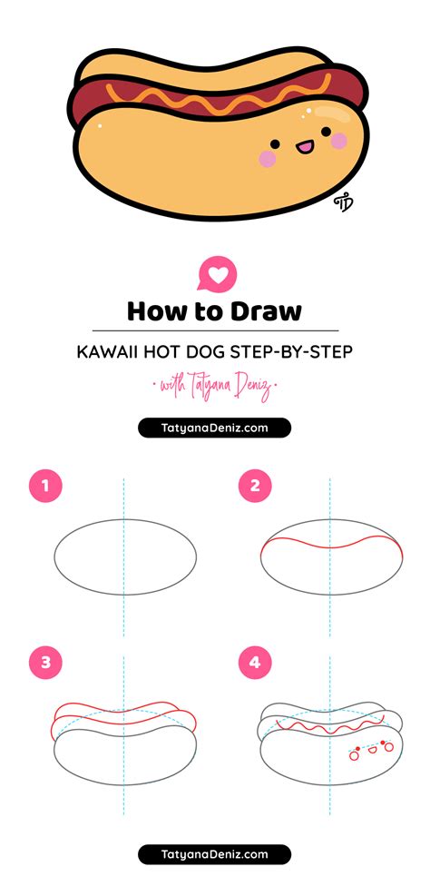 How to draw kawaii hot dog step-by-step cute and easy