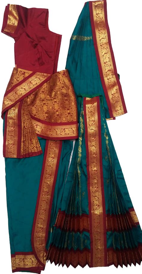 Kuchipudi Costume Peacock Green Maroon – Kalanjali Collections