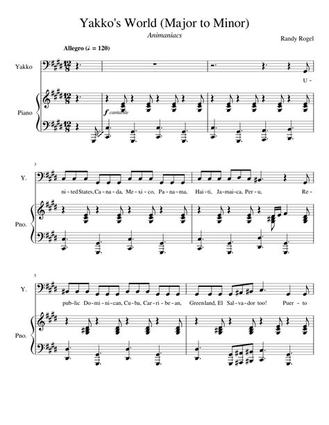 Yakko's World (M2M) Sheet music for Piano, Guitar | Download free in ...