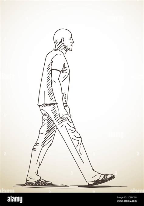 Sketch of walking man Hand drawn illustration Stock Vector Image & Art - Alamy