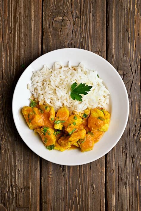 Hot Spicy Chicken Curry with Rice Stock Image - Image of dish, herbs: 109387835