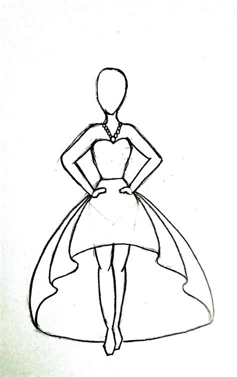 a drawing of a woman in a dress