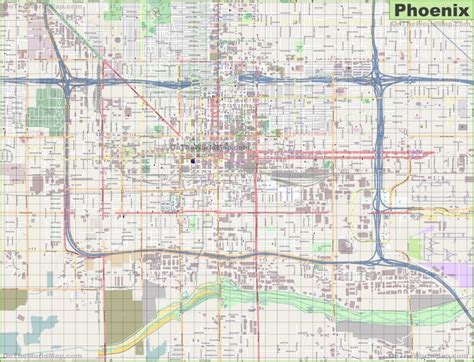 Large detailed street map of Phoenix | Street map, Map, Street