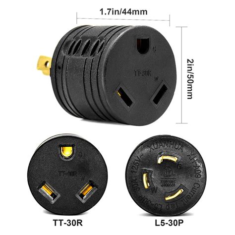 Generator RV Adapter ETL Listed NEMA L5-30P Twist-Lock Power Plug to TT-30R Ready Outlet 120V 30 ...