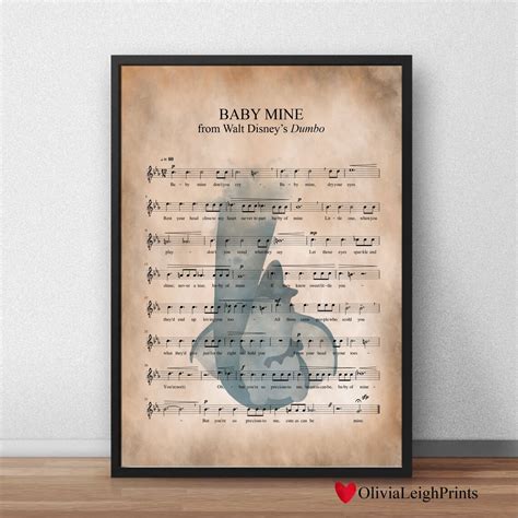 Dumbo Baby Mine Sheet Music Print-wall Art-gift-nursery | Etsy