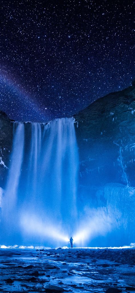 1125x2436 Person Waterfall Night Iphone XS,Iphone 10,Iphone X HD 4k ...