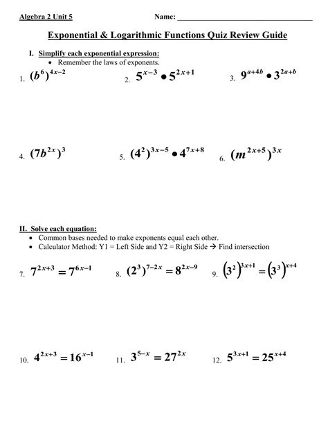 Exponential Equation Worksheet Pdf – Equations Worksheets