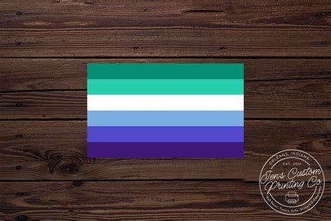 Gay Men Pride Flag Decal waterproof Blue Green and White - Etsy