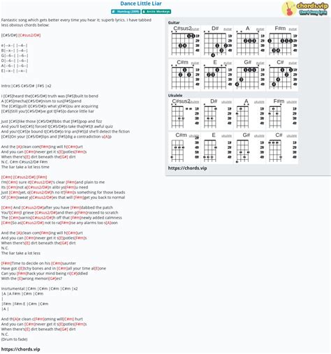 Chord: Dance Little Liar - tab, song lyric, sheet, guitar, ukulele | chords.vip