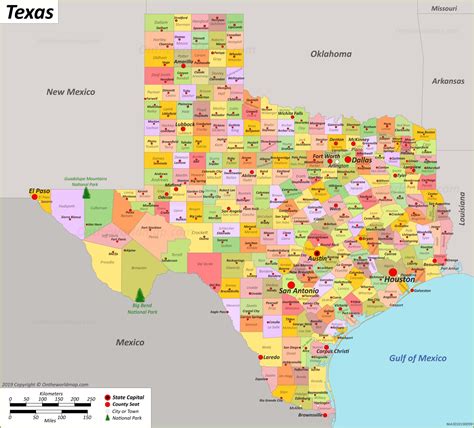 Central Texas County Map With Cities