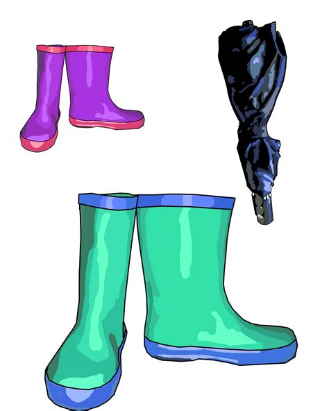 Rain Boots & Umbrella Clip Art Free Stock Photo - Public Domain Pictures