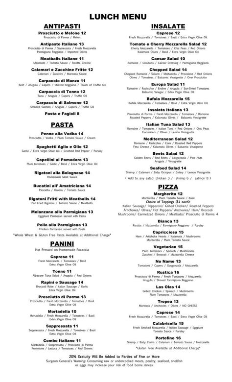 Caffe Europa Trattoria Menu, Menu for Caffe Europa Trattoria, Fort ...