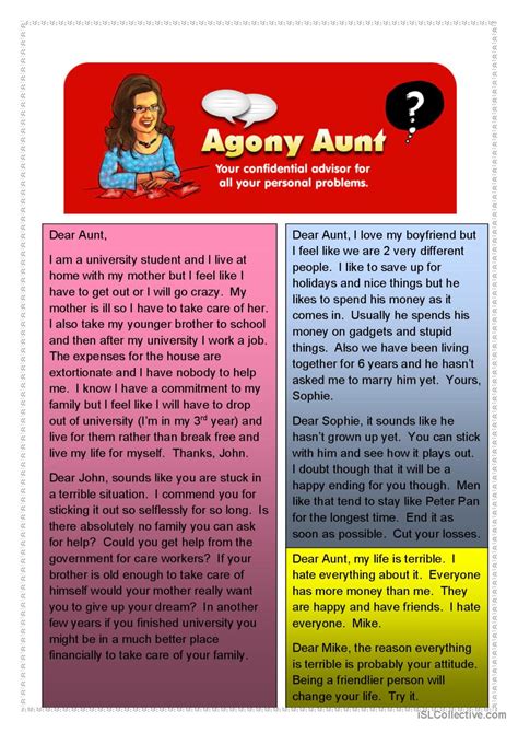 Agony Aunt: English ESL worksheets pdf & doc