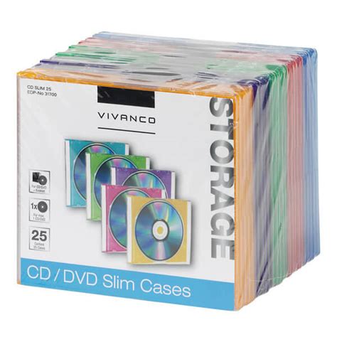 CD/DVD Slim Case, 25pcs., 5 colours - Vivanco