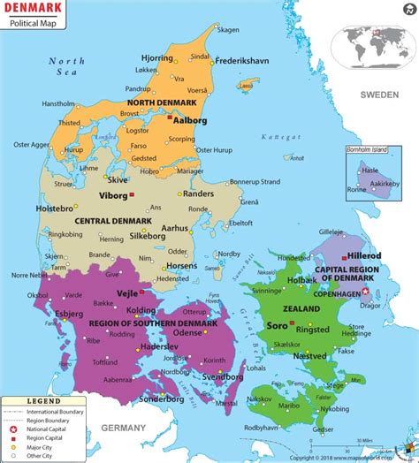 Political Map of Denmark | Denmark Regions Map