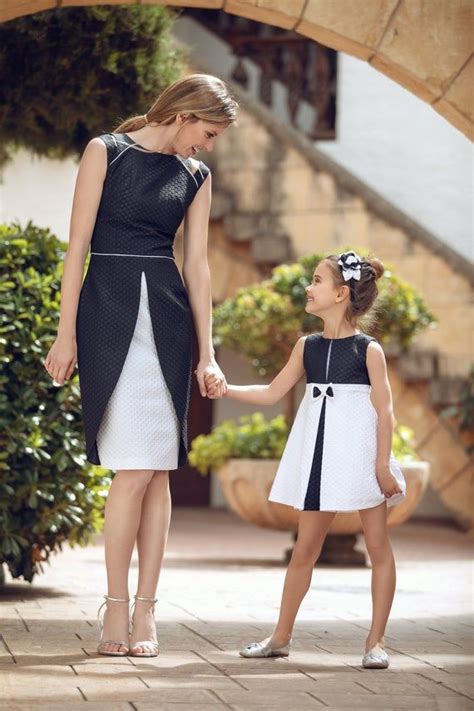 Mother and Daughter Matching Outfit - Black and White Matching Dress ...