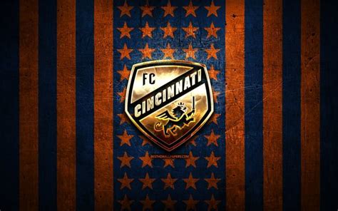 Download wallpapers FC Cincinnati flag, MLS, orange blue metal background, american soccer club ...