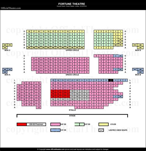 Fortune Theatre London seat map and prices for Operation Mincemeat