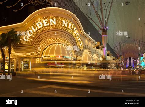 The famous old Las Vegas strip with the Golden Nugget Casino along ...