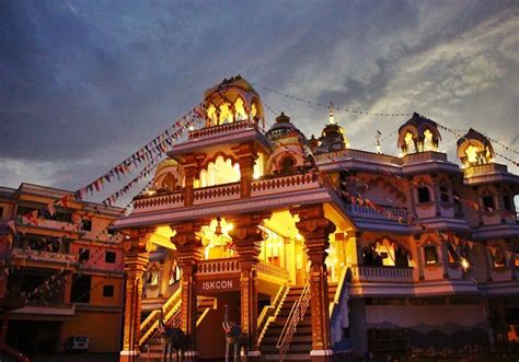 Sri Sri Radha Krishna Kanhaiya's Temple in the evening 🌃 | House styles, Temple, Sri sri