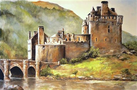 Original landscape painting by christine gupta impressionism art on canvas tantallon castle ...