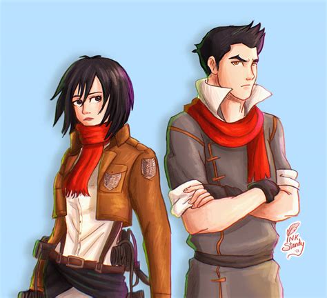 Mikasa Mako red scarf by Inkstandy on DeviantArt