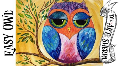 Colorful Owl | Acrylic Painting Lesson for Beginners - YouTube