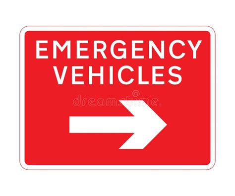 Emergency Vehicles Road Sign Stock Illustration - Illustration of help ...