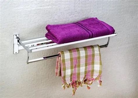 Ss Wall Mounted Square Folding Towel Rack, For Bathroom, Size: 18 Inch at Rs 700 in Rajkot