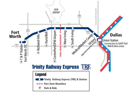 Trinity Railway Express Map - Fort Worth TX USA • mappery