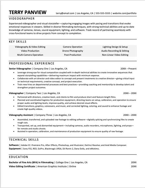 Videographer Resume Sample | Monster.com