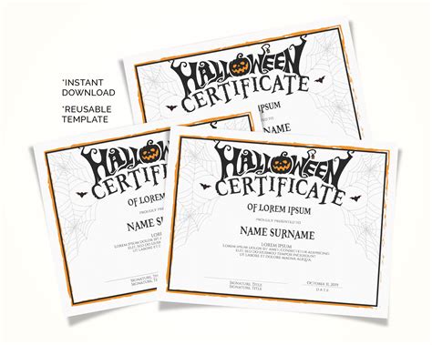 Halloween Blank Certificate Template Editable Printable | Etsy