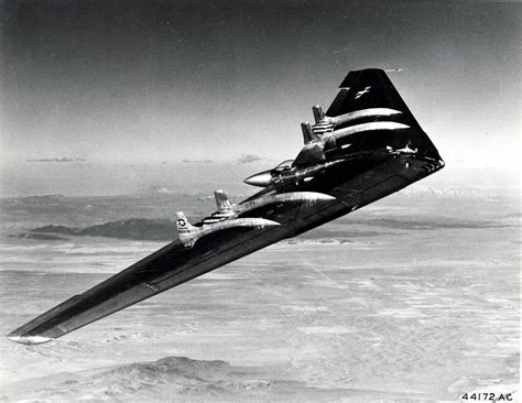 1947: Northrop YB-49 Flying Wing in flight near Muroc Air Force Base ...