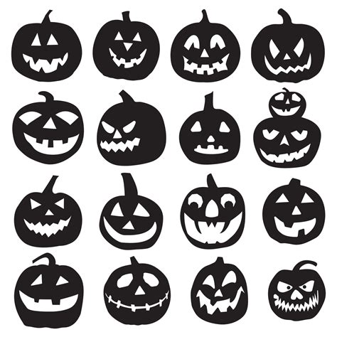 Halloween pumpkin silhouette collection, elements for Halloween decorations. Set of pumpkins ...