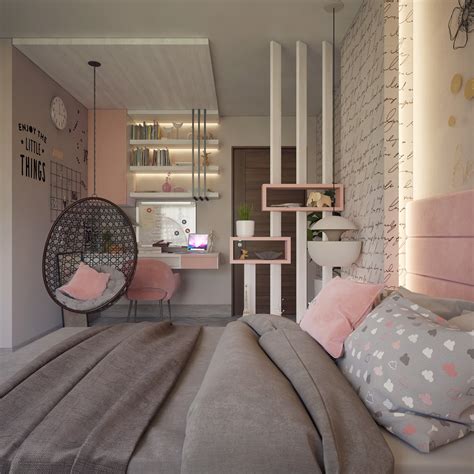 Pink and Grey Bedroom on Behance