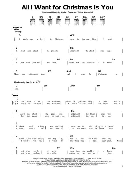 All I Want For Christmas Is You by Walter Afanasieff - Guitar Lead Sheet - Guitar Instructor