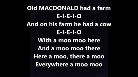 Old Macdonald Had A Farm Printable Lyrics