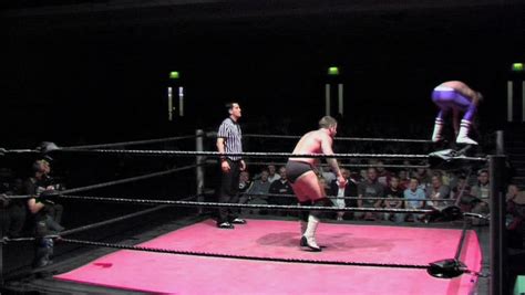 PORTSMOUTH - MAY 26: Pro Wrestling Move - Botched Moonsault Followed By Powerbomb During VPW ...