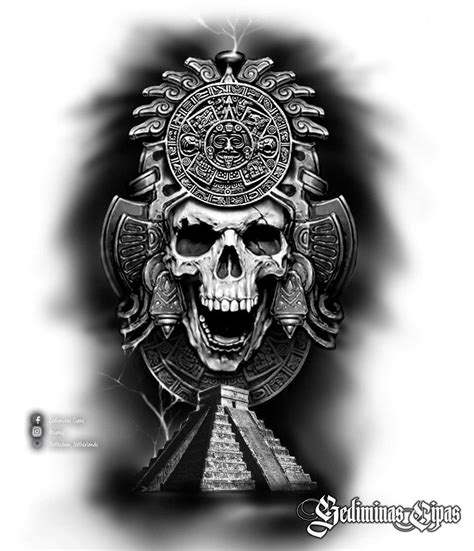 Aztec Skull Tattoo Drawings - SCRIBB LOVE TATTOO DESIGN