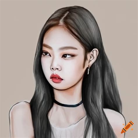 Jennie kim pencil sketch cute on Craiyon