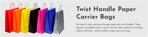 Twist Handle Paper Bags | Coloured | Carrier | Kraft | Brown