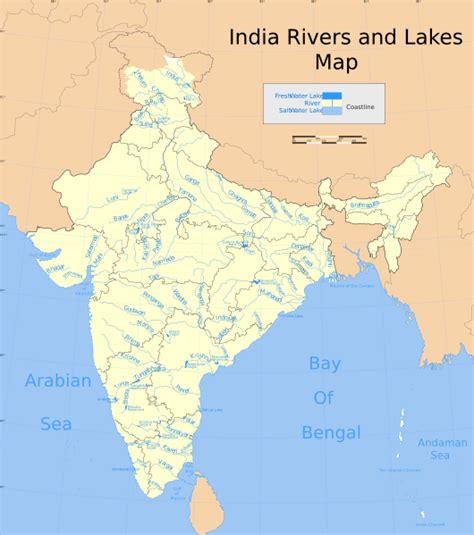 Image: India rivers and lakes map