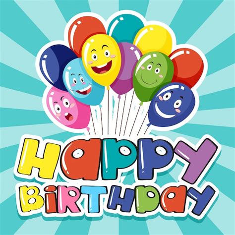 Premium Vector | Happy birthday card template with colorful balloons