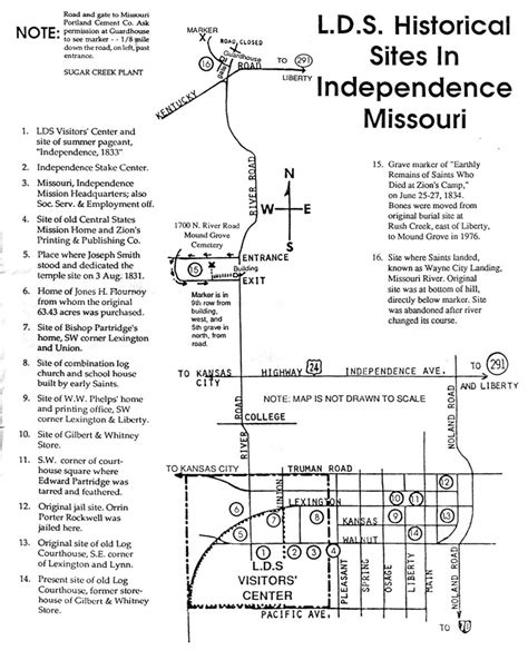 an old map shows the location of historic sites in independence and missouuii