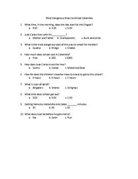 Most Dangerous Ways to School - Colombia Worksheet by Rachel Gonzales